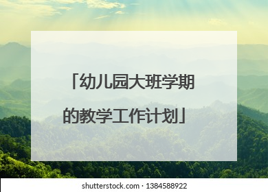 幼儿园大班学期的教学工作计划