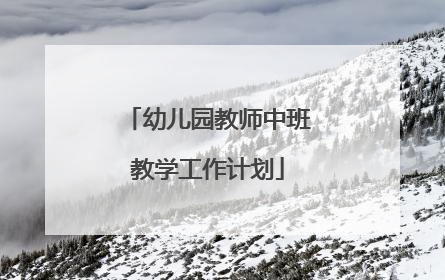 幼儿园教师中班教学工作计划