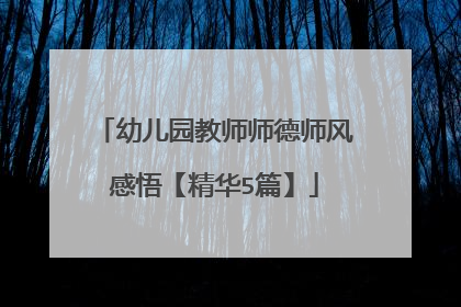 幼儿园教师师德师风感悟【精华5篇】