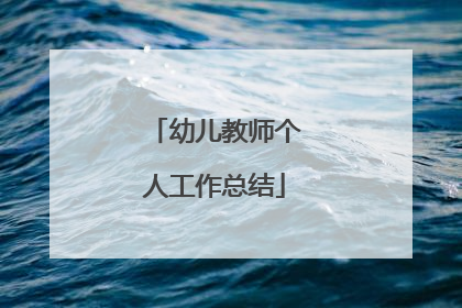 幼儿教师个人工作总结