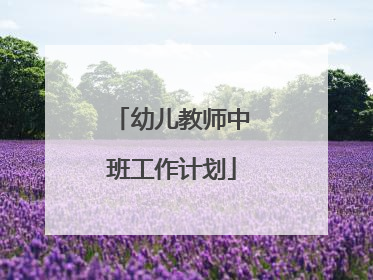 幼儿教师中班工作计划