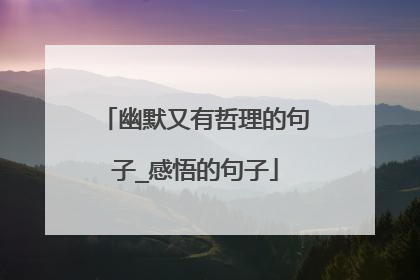 幽默又有哲理的句子_感悟的句子