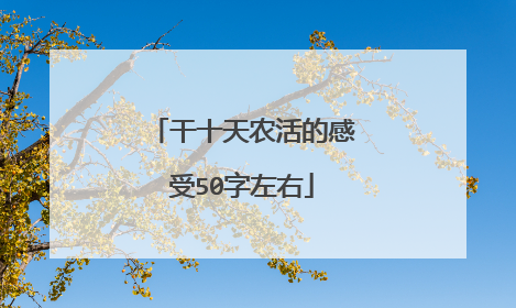 干十天农活的感受50字左右