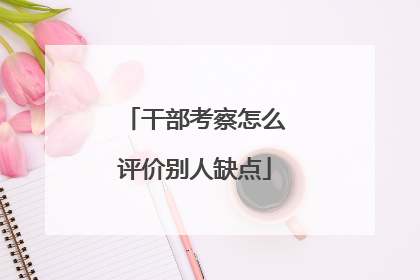 干部考察怎么评价别人缺点