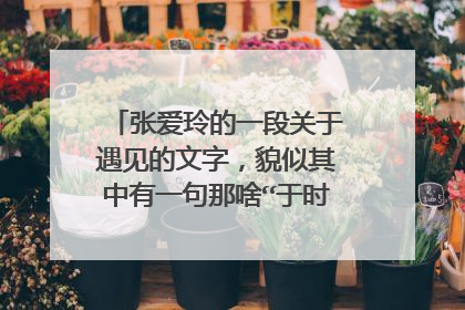 张爱玲的一段关于遇见的文字，貌似其中有一句那啥“于时间的荒野上”…