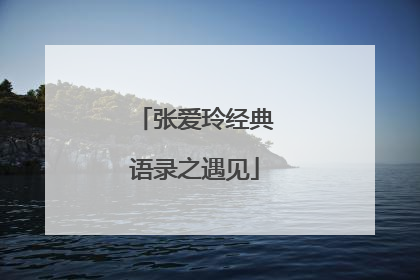 张爱玲经典语录之遇见