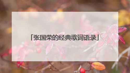 张国荣的经典歌词语录