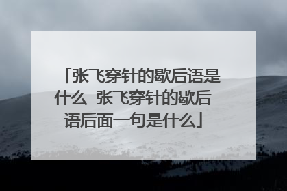 张飞穿针的歇后语是什么 张飞穿针的歇后语后面一句是什么
