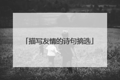 描写友情的诗句摘选