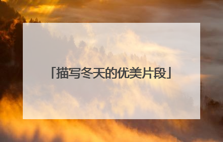 描写冬天的优美片段
