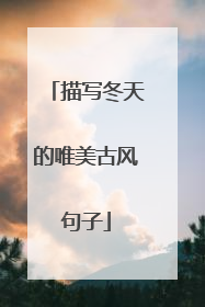 描写冬天的唯美古风句子
