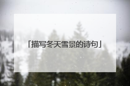 描写冬天雪景的诗句