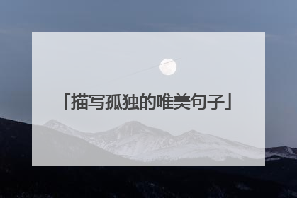 描写孤独的唯美句子