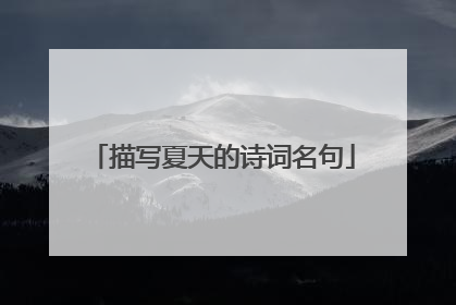 描写夏天的诗词名句