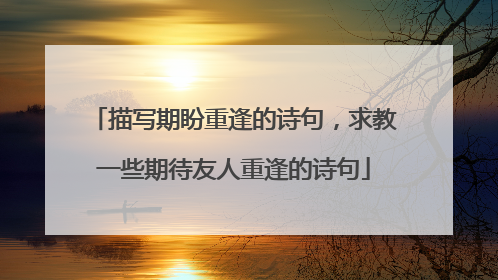 描写期盼重逢的诗句，求教一些期待友人重逢的诗句