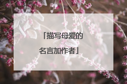 描写母爱的名言加作者