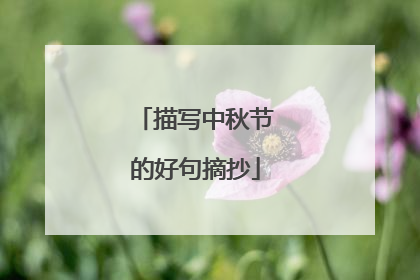 描写中秋节的好句摘抄