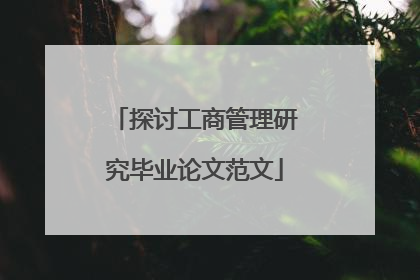 探讨工商管理研究毕业论文范文