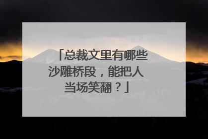 总裁文里有哪些沙雕桥段，能把人当场笑翻？