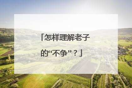 怎样理解老子的“不争”？