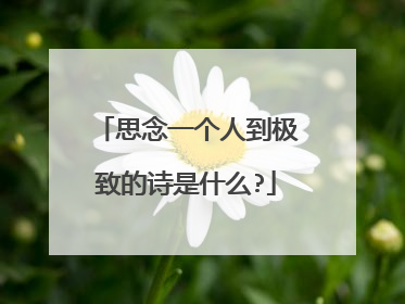 思念一个人到极致的诗是什么?