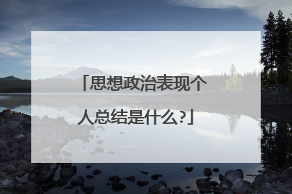 思想政治表现个人总结是什么?