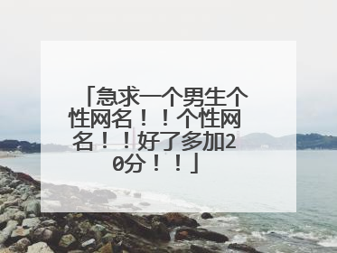 急求一个男生个性网名！！个性网名！！好了多加20分！！