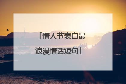 情人节表白最浪漫情话短句
