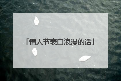 情人节表白浪漫的话