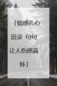 情感扎心语录 句句让人伤感满怀