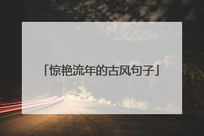 惊艳流年的古风句子