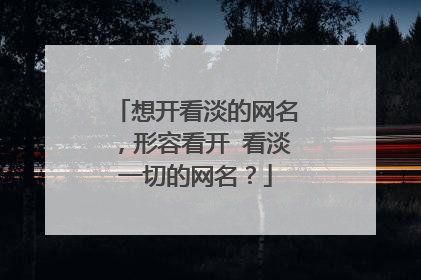 想开看淡的网名,形容看开 看淡一切的网名?