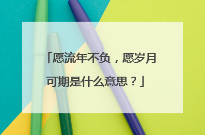 愿流年不负，愿岁月可期是什么意思？