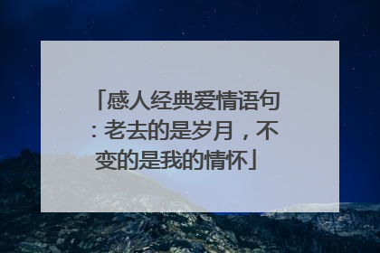 感人经典爱情语句:老去的是岁月,不变的是我的情怀