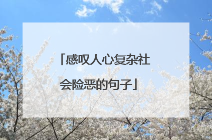 感叹人心复杂社会险恶的句子