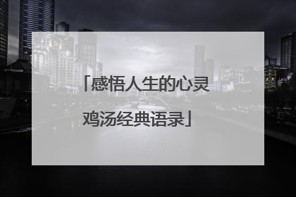 感悟人生的心灵鸡汤经典语录