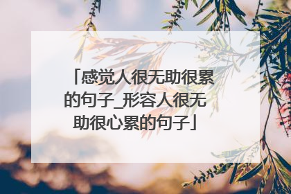 感觉人很无助很累的句子_形容人很无助很心累的句子