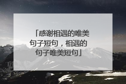 感谢相遇的唯美句子短句，相遇的句子唯美短句