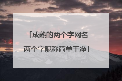 成熟的两个字网名 两个字昵称简单干净