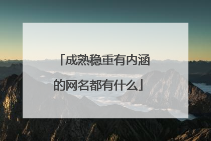 成熟稳重有内涵的网名都有什么