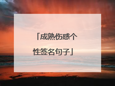 成熟伤感个性签名句子