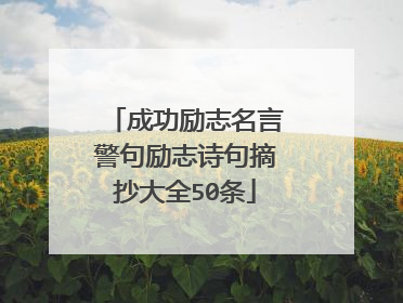 成功励志名言警句励志诗句摘抄大全50条