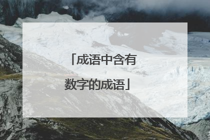 成语中含有数字的成语