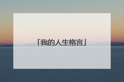 我的人生格言