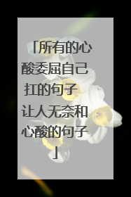 所有的心酸委屈自己扛的句子 让人无奈和心酸的句子