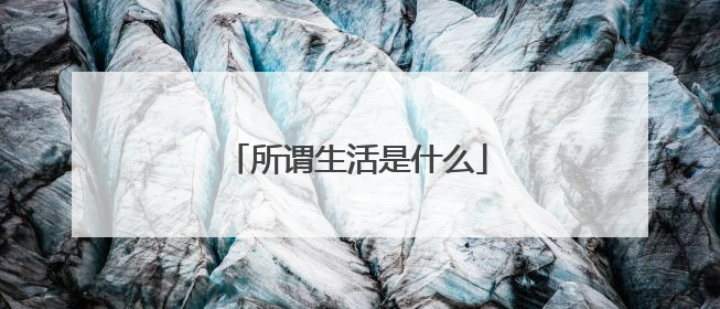 所谓生活是什么