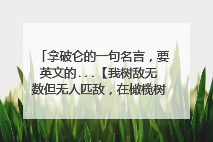 拿破仑的一句名言，要英文的...【我树敌无数但无人匹敌，在橄榄树的绿荫下，他们说意大利不能征服...】