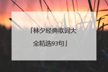 林夕经典歌词大全精选93句