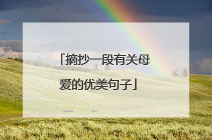 摘抄一段有关母爱的优美句子