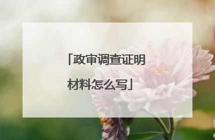 政审调查证明材料怎么写